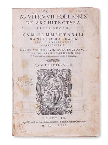 ARCHITECTURE.  Vitruvius Pollio, Marcus. De architectura libri decem.  1567.  Lacks one leaf.